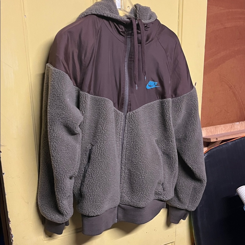 Nike Brown and Gray Fleece Hoodie